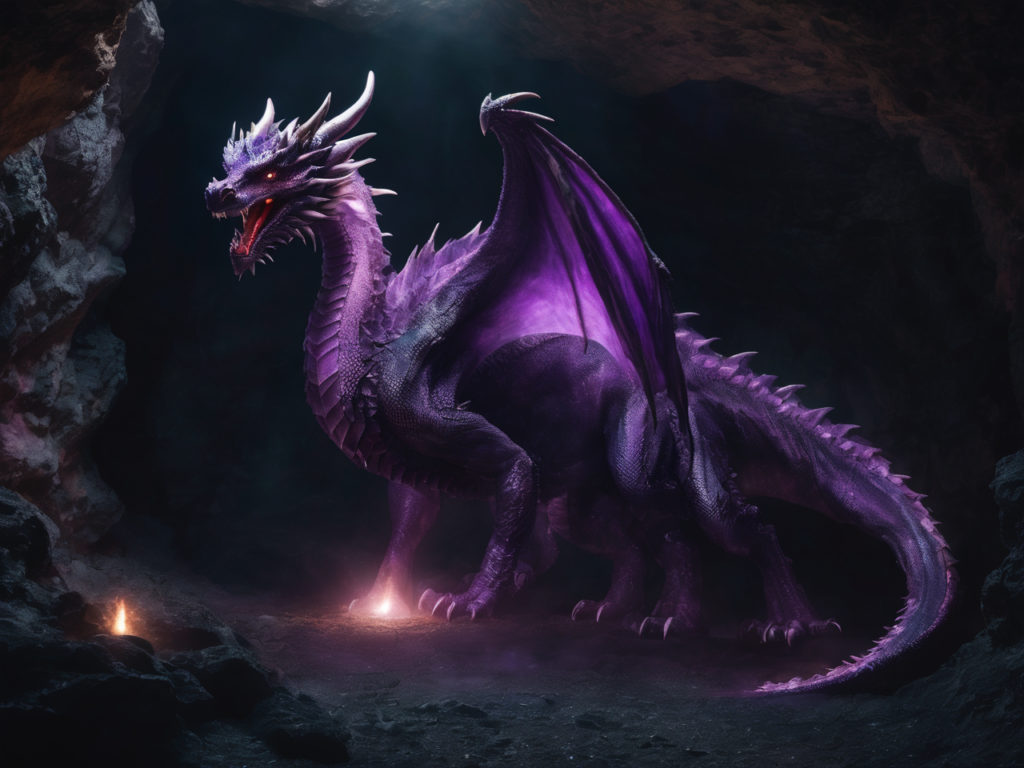 Amethyst Dragon in a cave