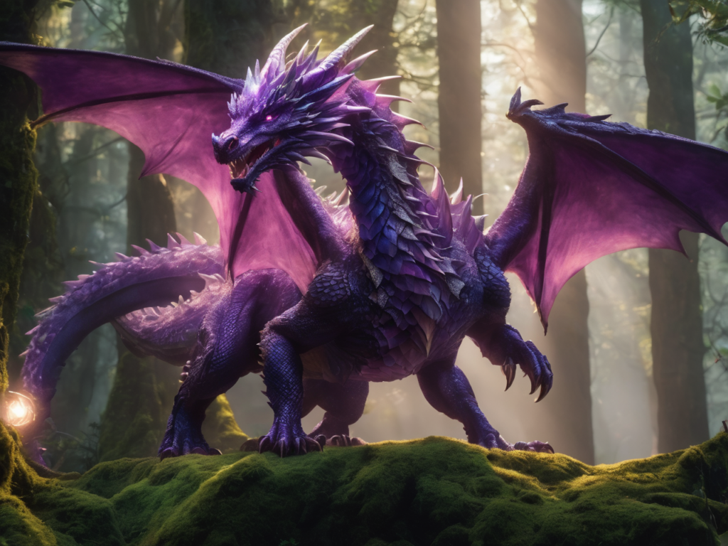 Amethyst Dragon in a forest 