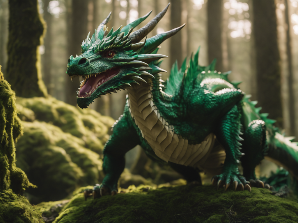 Adolescent Green Dragon in a forest