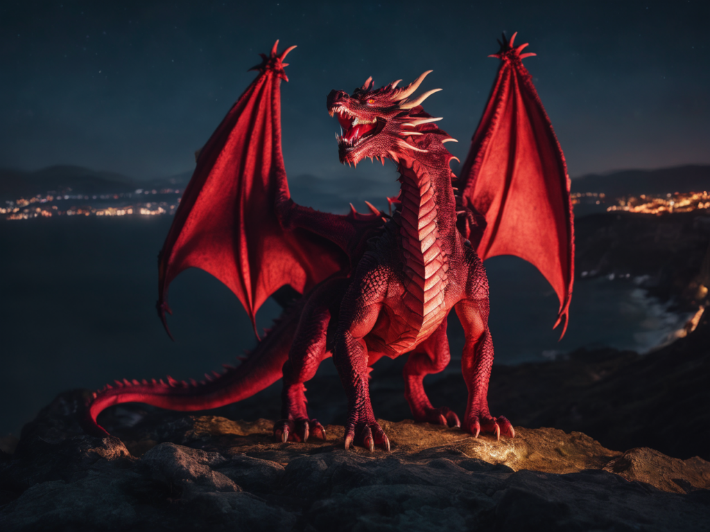 Red Dragon on a Clifftop - Chromatic Dragons